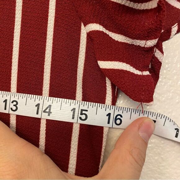 Poppies and Roses red Short Sleeve Maxi Stripe Walk-Through Romper -Girls 14 - Picture 8 of 11